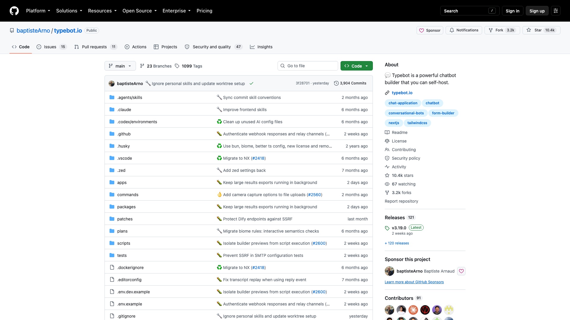 Typebot on GitHub