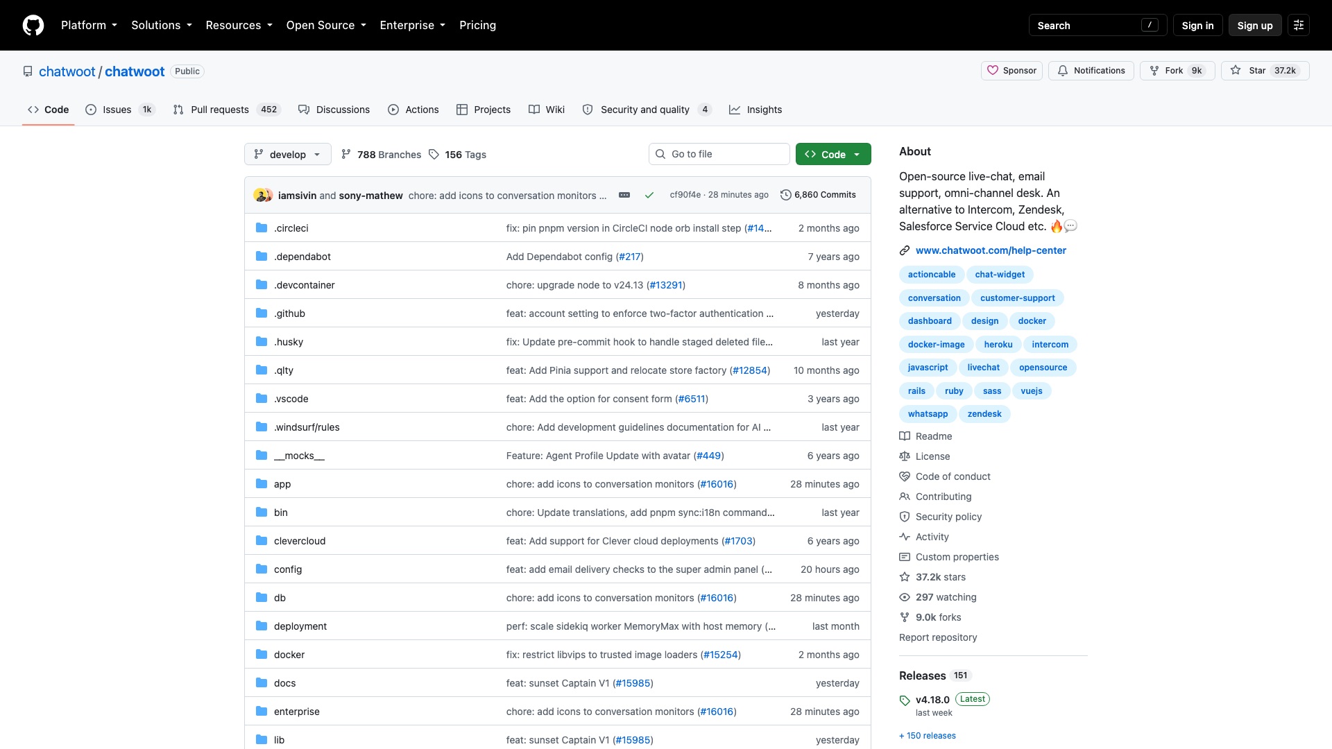Chatwoot on GitHub