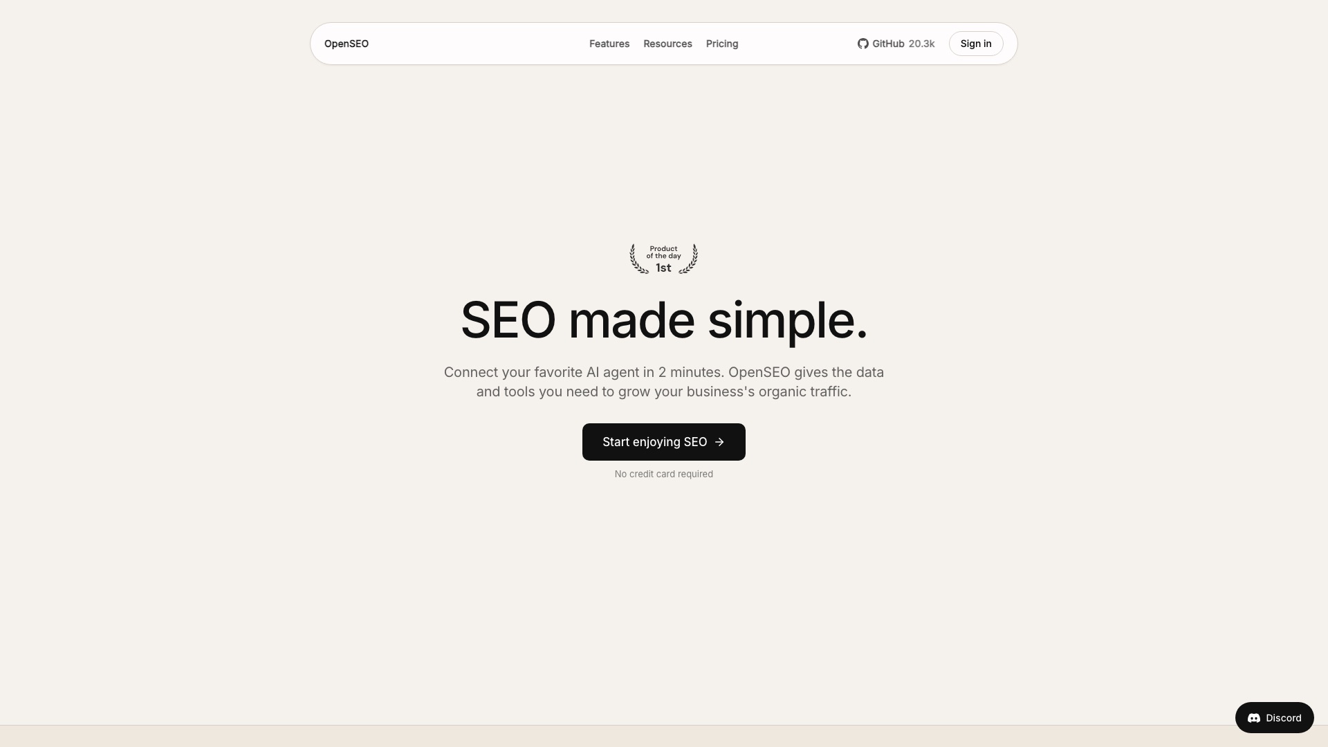 OpenSEO homepage
